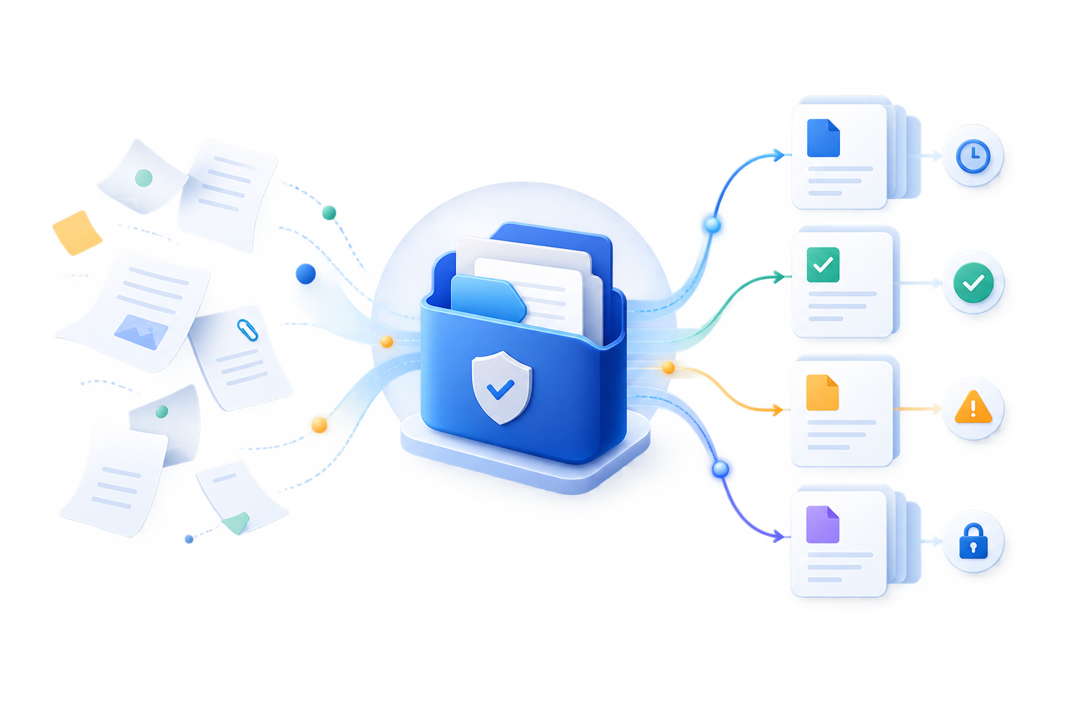 Documentos dispersos que WayDocs organiza, protege y convierte en información controlada